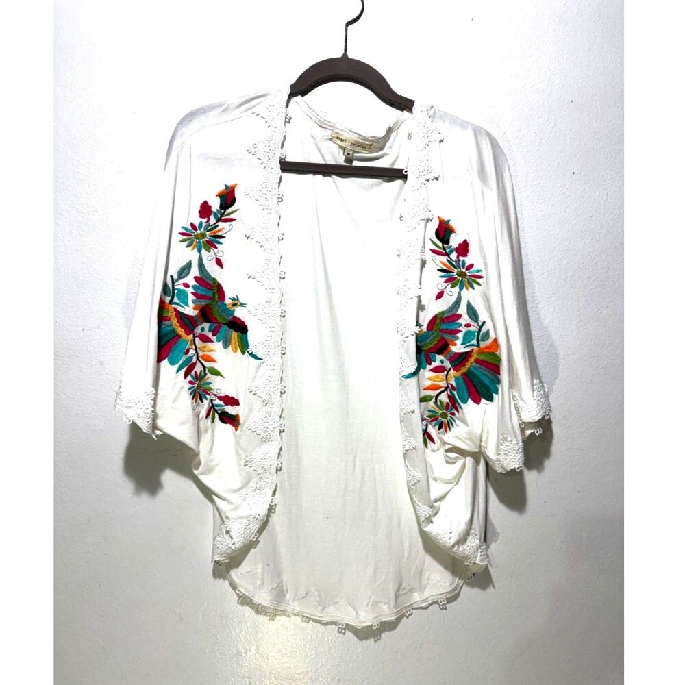 Angel premium boho cardigan gypsy embroidered tropical bird spring summer womenM